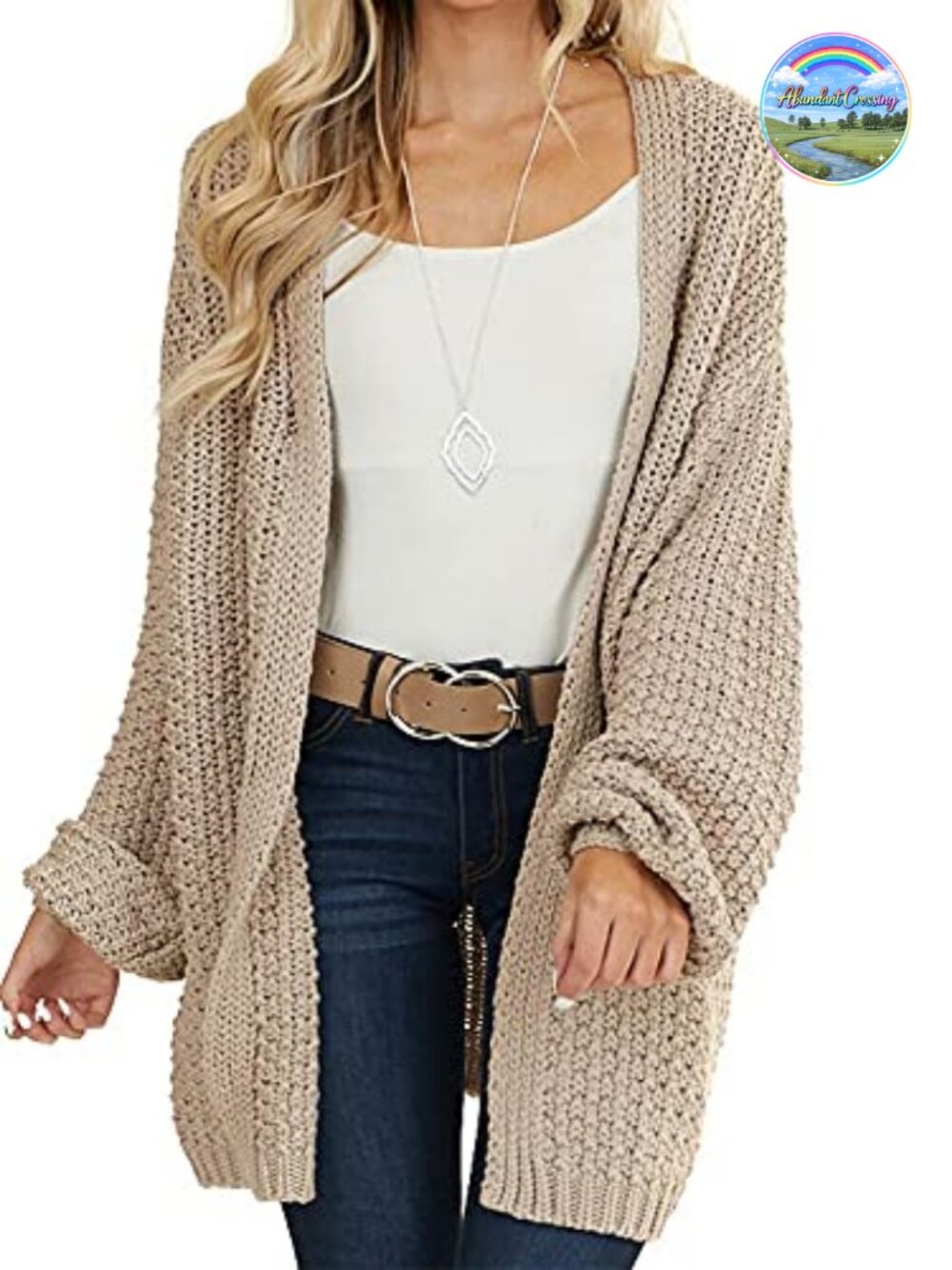 Oversized Open Front Long Sleeve Knit Cardigan Sweater Midi Loose Fit